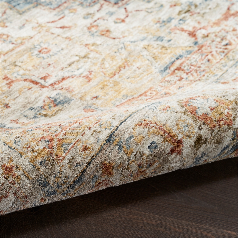 Nourison New Concept Washables 6' x 9' Light Blue Multicolr Vintage Indoor Rug