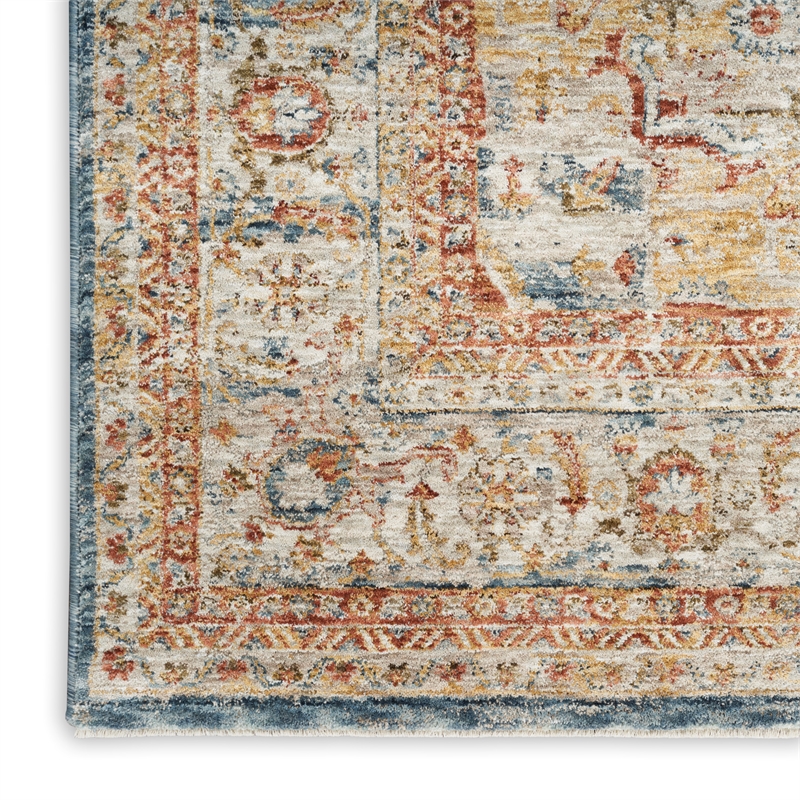 Nourison New Concept Washables 6' x 9' Light Blue Multicolr Vintage Indoor Rug