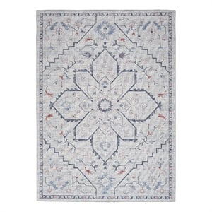 Nourison New Concept Washables 6' x 9' Ivory Blue Farmhouse Indoor Rug