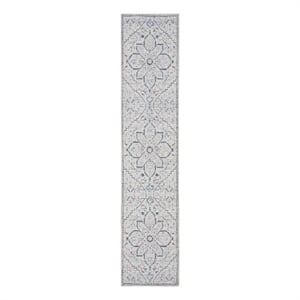 Nourison New Concept Washables 2'2&quot x 8' Ivory Blue Farmhouse Indoor Rug