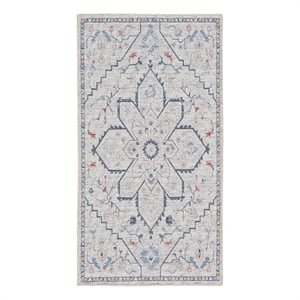 Nourison New Concept Washables 2' x 3'9&quot Ivory Blue Farmhouse Indoor Rug