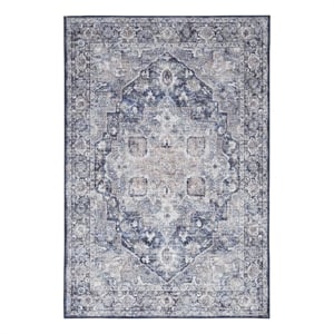 Nourison New Concept Washables 4' x 6' Ivory Navy Vintage Indoor Rug