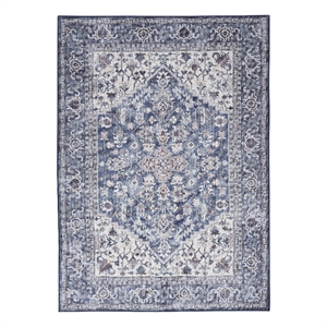 Nourison New Concept Washables 4' x 6' Navy Ivory Vintage Indoor Rug