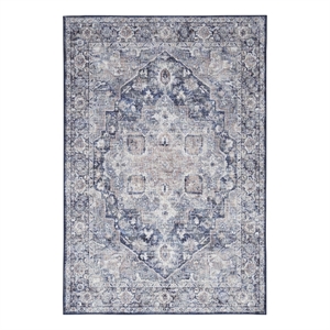 Nourison New Concept Washables 7'10&quot x 9'10&quot Ivory Navy Vintage Indoor Rug