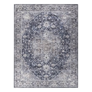 Nourison New Concept Washables 9'2&quot x 12' Ivory Navy Vintage Indoor Rug