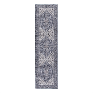 Nourison New Concept Washables 2'2&quot x 10' Navy Ivory Vintage Indoor Rug
