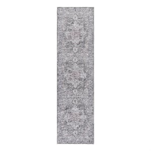 Nourison New Concept Washables 2' x 6' Ivory Grey Vintage Indoor Rug