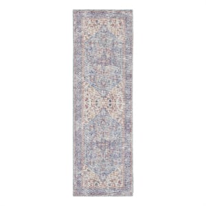 Nourison New Concept Washables 2'2&quot x 12' Blue Multicolor Vintage Indoor Rug