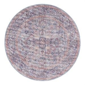 Nourison New Concept Washables 5'3&quot x Round Blue Multicolor Vintage Indoor Rug