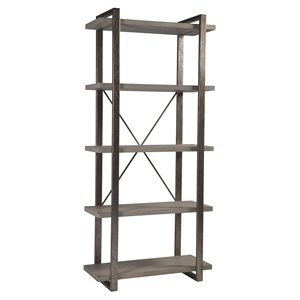 artistica home soiree metal etagere bookcase in antiqued silver leaf/light gray