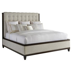 barclay butera bristol fabric upholstered california king bed in brown/gray