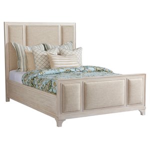 barclay butera crystal cove wood upholstered panel bed - whitewashed/ivory