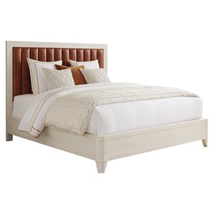 barclay butera cambria wood upholstered bed - winterwhite/orange