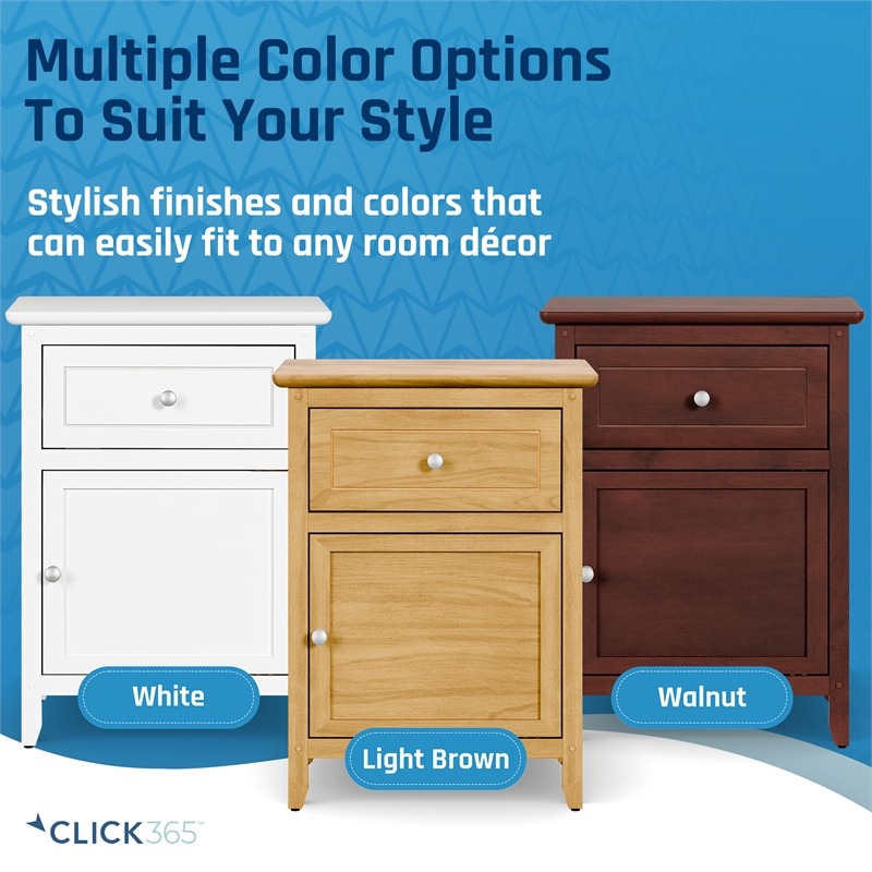 ClickDecor Alcott Side Table with Single Drawer and Storage Cabinet Light Brown