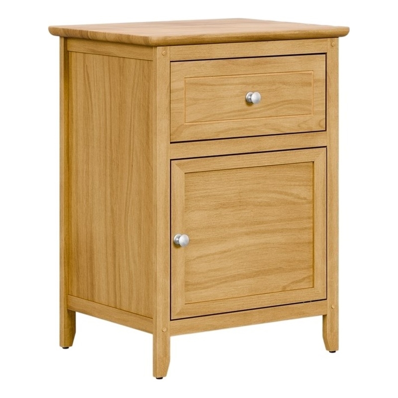 ClickDecor Alcott Side Table with Single Drawer and Storage Cabinet Light Brown