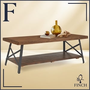 Finch Ezra Solid Wood and Metal Coffee Table Walnut Brown