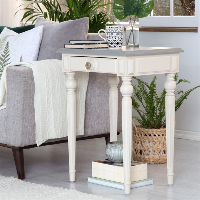 ClickDecor Amos Side Table with Drawer Cream/Gray