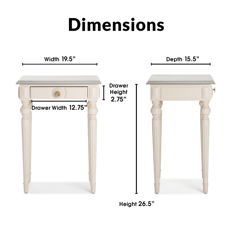 ClickDecor Amos Side Table with Drawer Cream/Gray