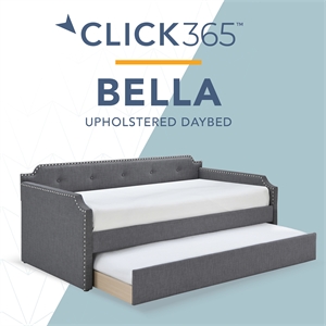 ClickDecor Bella Upholstered Daybed and Trundle Dark Gray