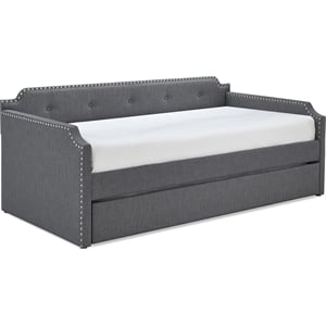 ClickDecor Bella Upholstered Daybed and Trundle Dark Gray