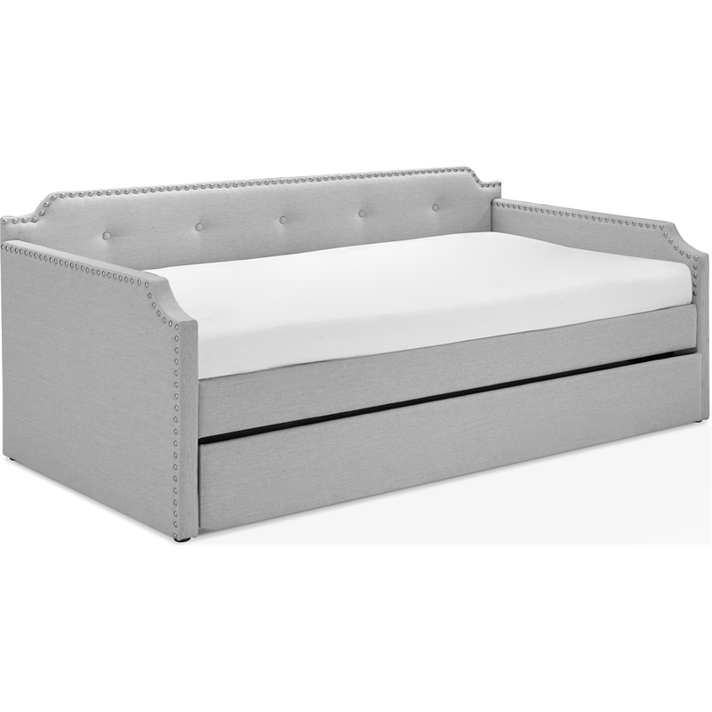 ClickDecor Bella Upholstered Daybed and Trundle Beige