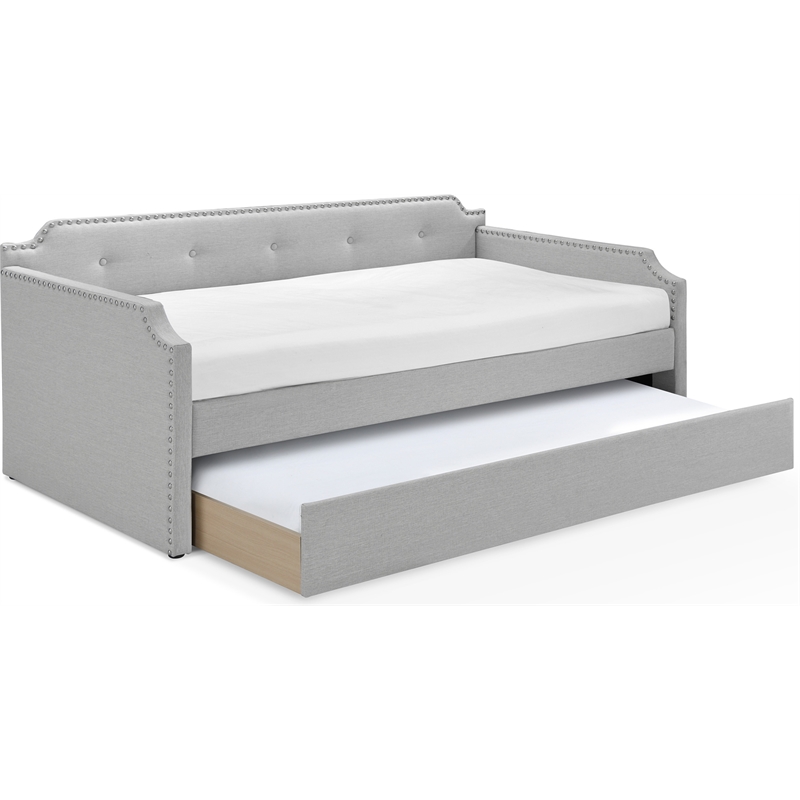 ClickDecor Bella Upholstered Daybed and Trundle Beige