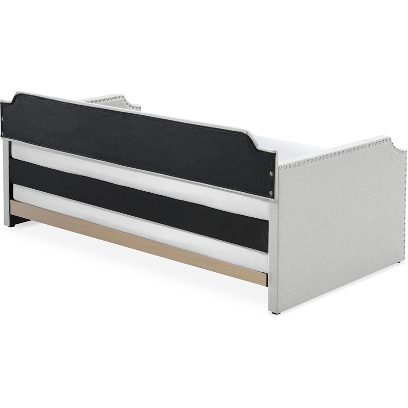 ClickDecor Bella Upholstered Daybed and Trundle Beige