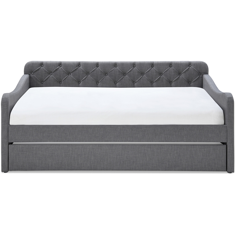 ClickDecor Carmina Tufted Daybed and Trundle Dark Gray