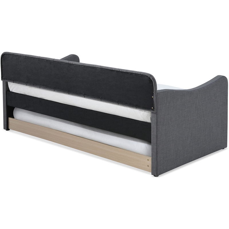 ClickDecor Carmina Tufted Daybed and Trundle Dark Gray