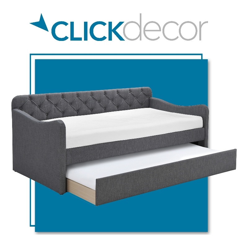 ClickDecor Carmina Tufted Daybed and Trundle Dark Gray
