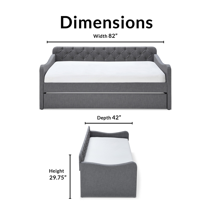 ClickDecor Carmina Tufted Daybed and Trundle Dark Gray