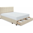 ClickDecor Edmond Storage Bed wAdjustable Height Headboard Queen Size Beige