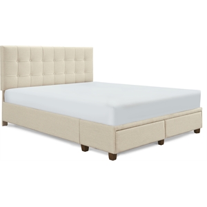 ClickDecor Edmond Storage Bed wAdjustable Height Headboard Queen Size Beige