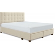 ClickDecor Edmond Storage Bed wAdjustable Height Headboard Queen Size Beige