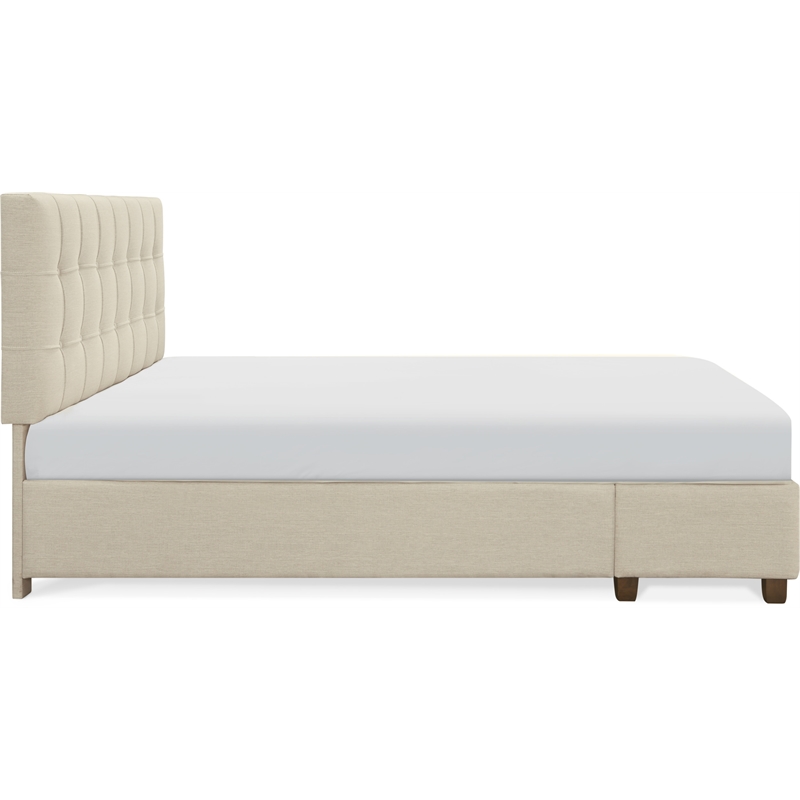 ClickDecor Edmond Storage Bed wAdjustable Height Headboard Queen Size Beige