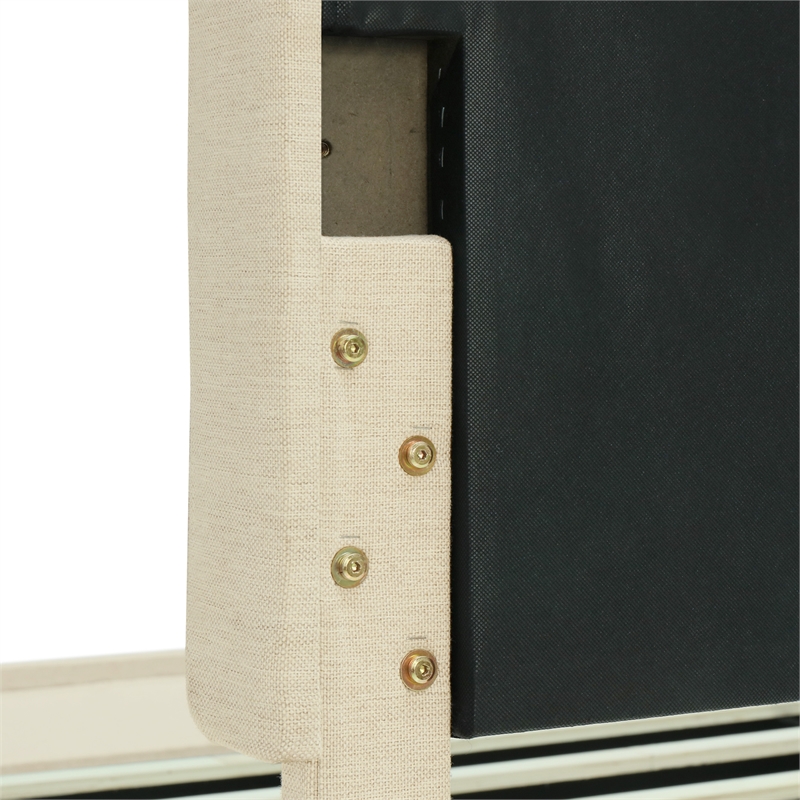 ClickDecor Edmond Storage Bed wAdjustable Height Headboard Queen Size Beige