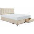 ClickDecor Edmond Storage Bed wAdjustable Height Headboard Queen Size Beige
