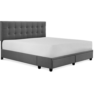 ClickDecor Edmond Storage Bed wAdjustable Height Headboard King Size Dark Gray