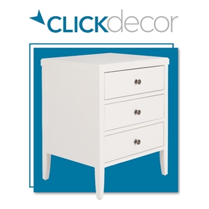 clickdecor finley solid wood 3 drawer nightstand white