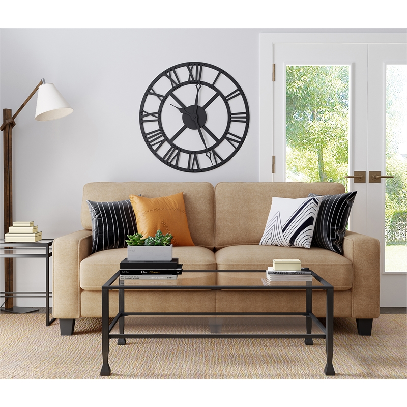 ClickDecor Maddox Glass and Metal Coffee Table Black