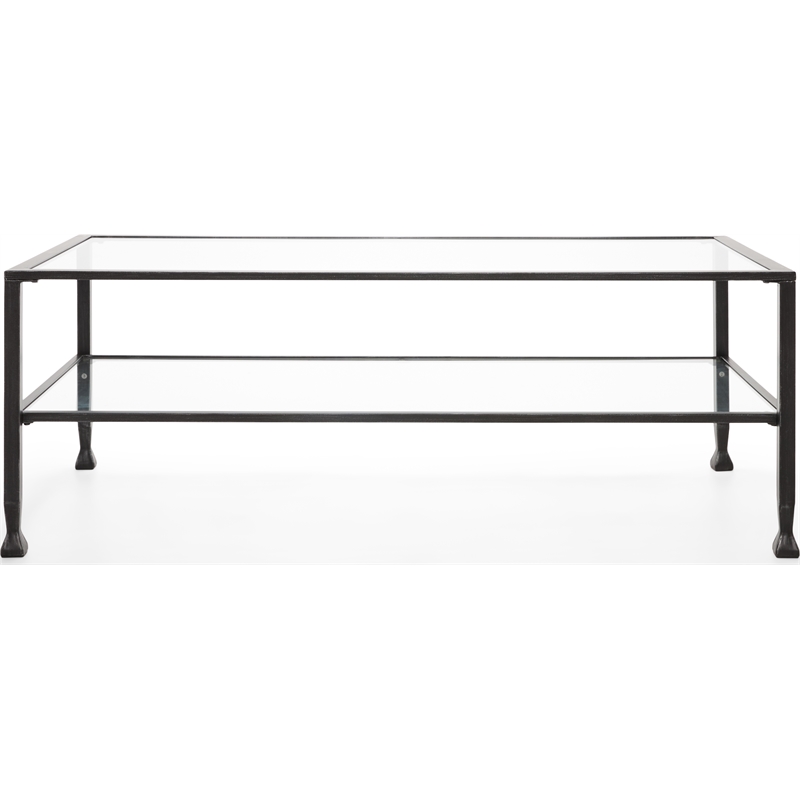 ClickDecor Maddox Glass and Metal Coffee Table Black