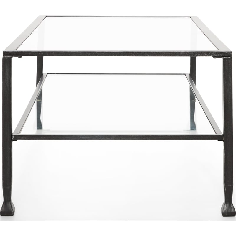 ClickDecor Maddox Glass and Metal Coffee Table Black