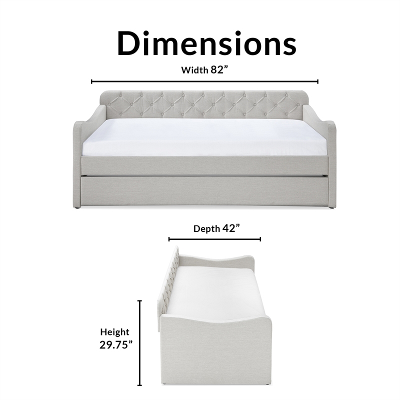 ClickDecor Carmina Tufted Daybed and Trundle Beige