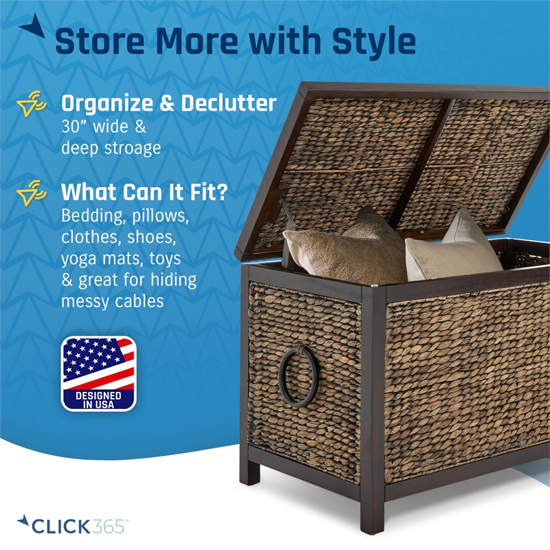 ClickDecor Wilson Farmhouse Wicker Trunk Acacia 30
