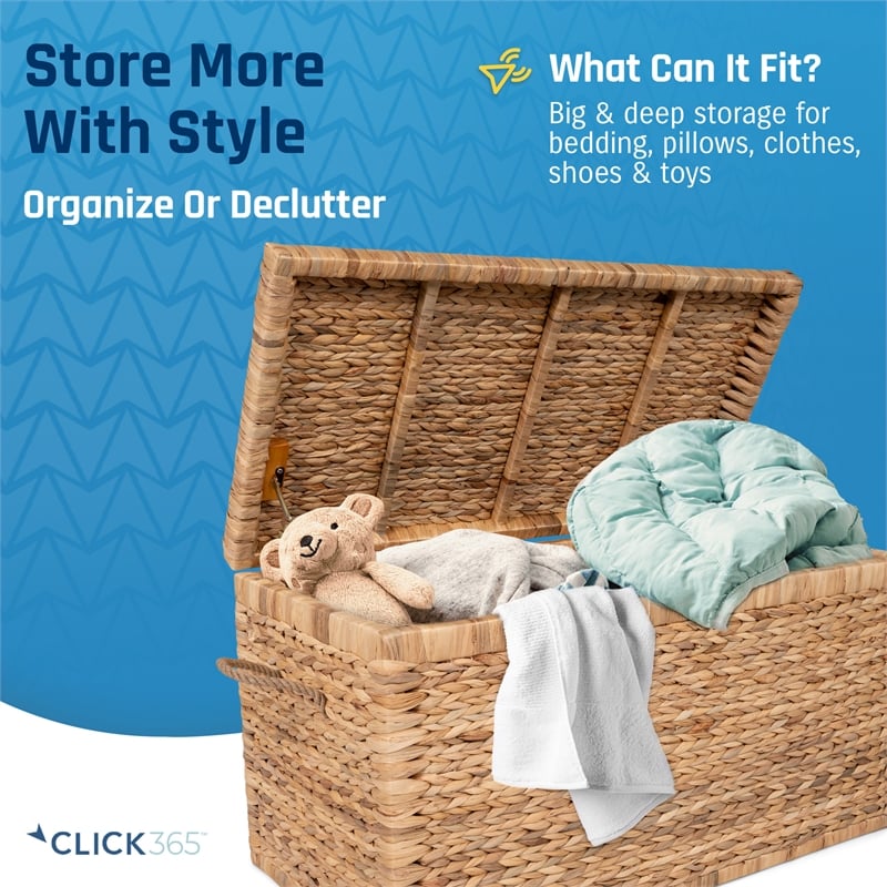 Click365 Storage Trunk Farmhouse Style Large Deep Woven Natural Wicker Chest