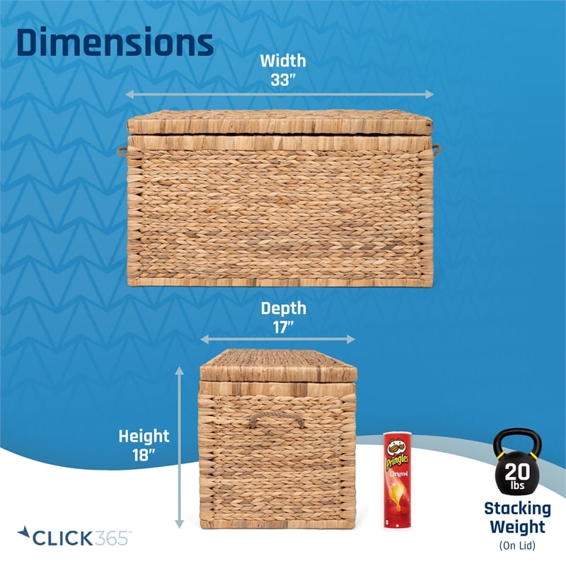 Click365 Storage Trunk Farmhouse Style Large Deep Woven Natural Wicker Chest