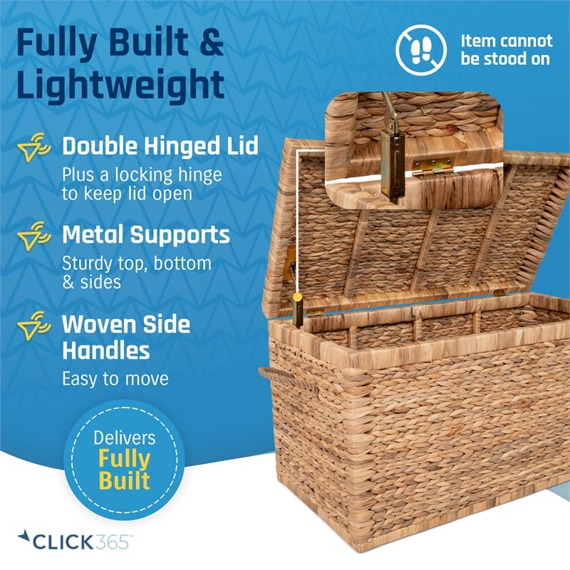 Click365 Storage Trunk Farmhouse Style Large Deep Woven Natural Wicker Chest