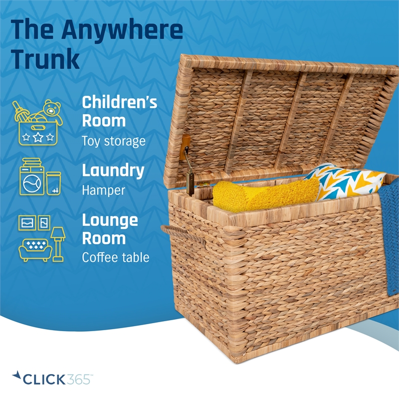 Click365 Storage Trunk Farmhouse Style Large Deep Woven Natural Wicker Chest