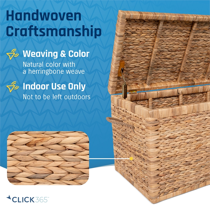 Click365 Storage Trunk Farmhouse Style Large Deep Woven Natural Wicker Chest