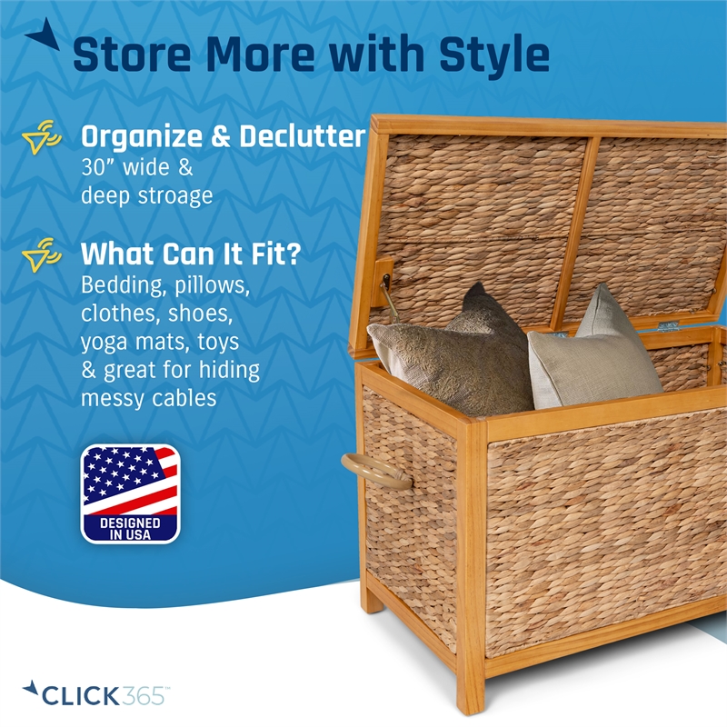 ClickDecor Wilson Farmhouse Wicker Trunk Acacia 30